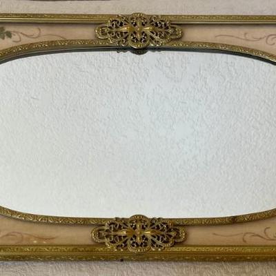 Antique Ornate Gold Frame Dresser Tray With Mirror
