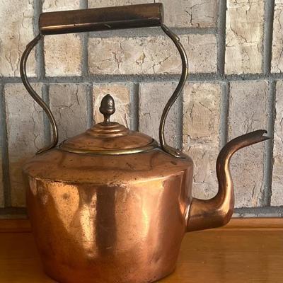 Large Antique Solid Copper Kettle