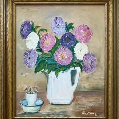Original Oil On Canvas By Lee Glaser Signed Still Life In Custom Frame 