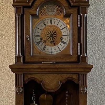1972 Paragon Design Tempus Fugit Wall Clock With Brass Finials And Key 