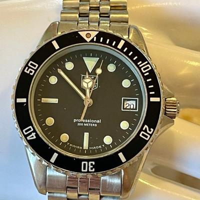 Authentic Tag Heuer Black 1000 Watch 980 - 013B (needs Battery) Professional 200 Meter 