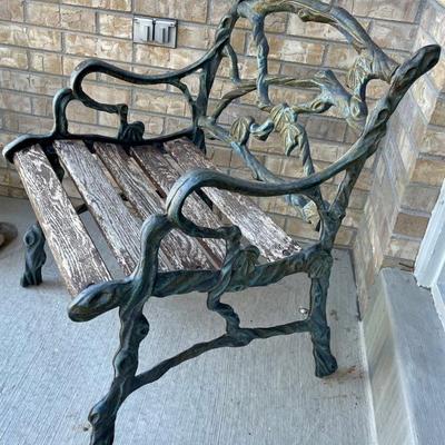 1930' French Rustic Iron Garden Bench Branch And Twig Design