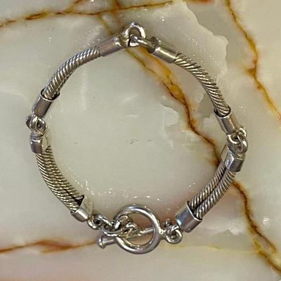 Vintage Sterling Silver Mexico Panel 7 Inch Bracelet Total Weight 27.79