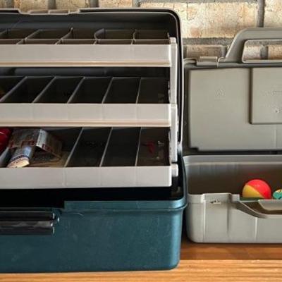 (2) Plastic Tackle Boxes With Contents - (1) Flambaeu, Flies, Weights, Bobbers