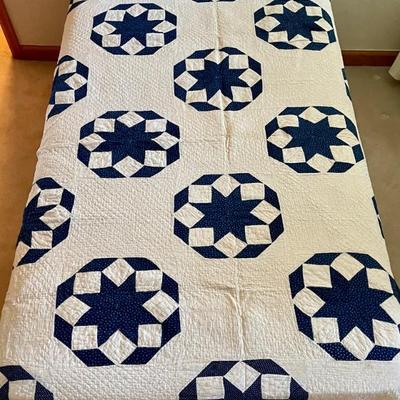 Antique 1865 Hand Made 87" X 90" Star Quilt