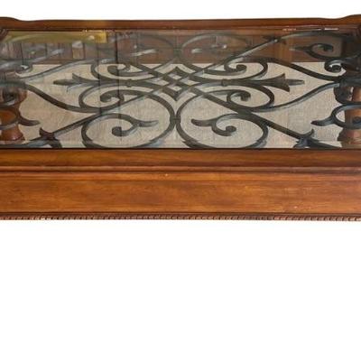 Ethan Allen Tuscany Collection Beveled Glass And Wrought Iron Top Coffee Table 