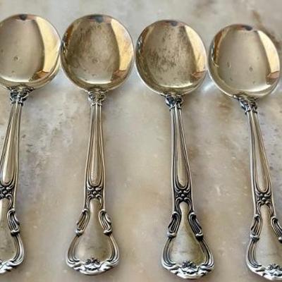 222 Grams Total -  (6) Sterling Silver Gorham Chantilly Pattern Flatware Soup Spoons