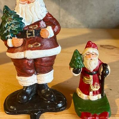 (2) Cast Iron Santa Stocking Holders