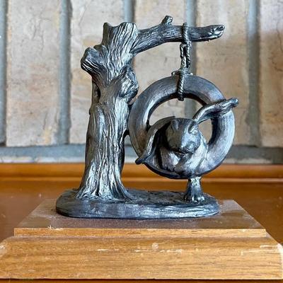 Michael Ricker 1990 Bunny On Tire With Wood Base 