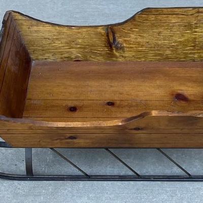Vintage Decorative 30" Pine Sled With Metal Base