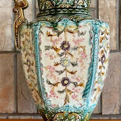 English Alhambrian Staffordshire Majolica Pitcher 798