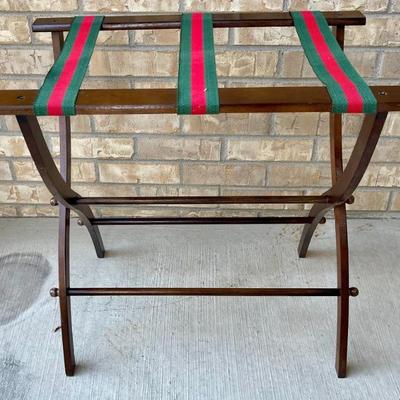 Decorative Wood And Strap Luggage Rack Light Duty 