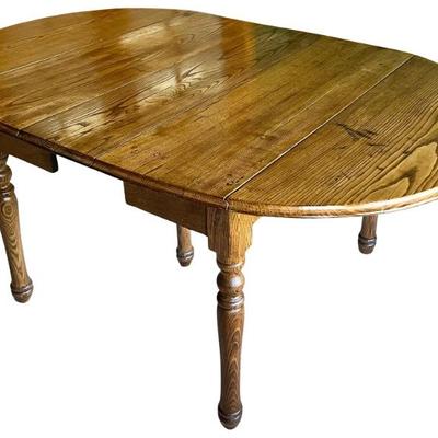 Vintage Drop Leaf Dinging Table With Porcelain Casters And (1) Extra Leaf