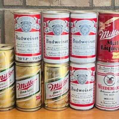 (13) Vintage Collectible Budweiser And Miller Beer Cans 