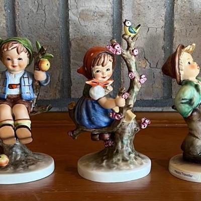 (3) With Goebel Germany Figurines - Apple Tree Boy & Girl With Happy Traveler 