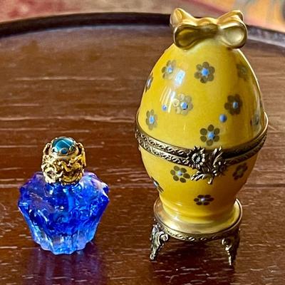 Limoges France Peint Main Perfume Bottle Trinket Box Marque Deposee 