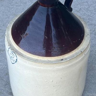 Antique 2 Gallon Stoneware Jug With Handle (as Is)