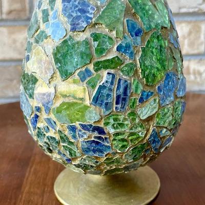 MCM Mosaic Brandy Snifter Art Glass Candle Holder