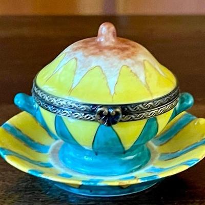 Rochard Limoges France Trinket Dish With Underplate 