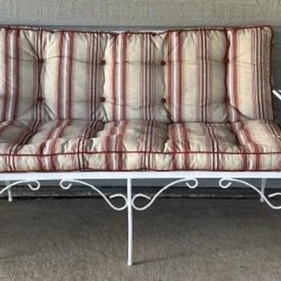 Vintage White Painted Wrought Iron Love Seat With Matching Rocker And Side Chair