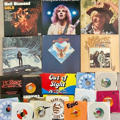 Vintage Vinyl Albums - (3) John Denver, Peter Frampton Comes To Live, Grand Funk, And More
