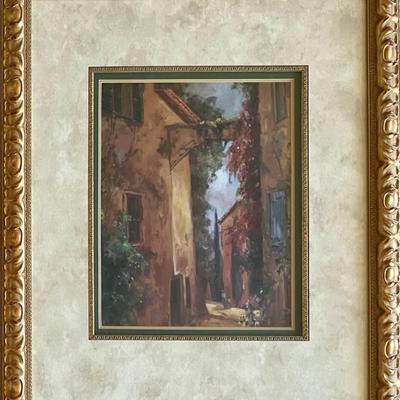 Italian Alleyway Home Decor Print With Custom Gold Frame 