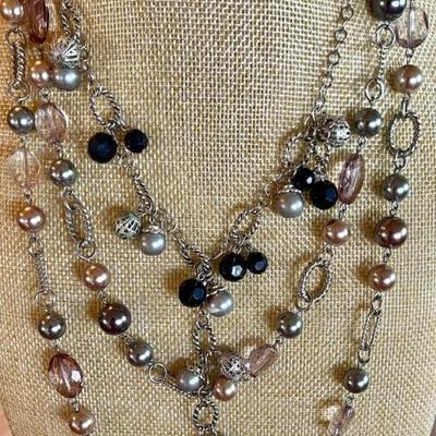 Vintage Premier Designs Necklace And Drop Faux Pearl Necklace 