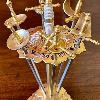 1960's Spanish Miniature Toledo (6) Piece 4 Inch Sword Pic Set 