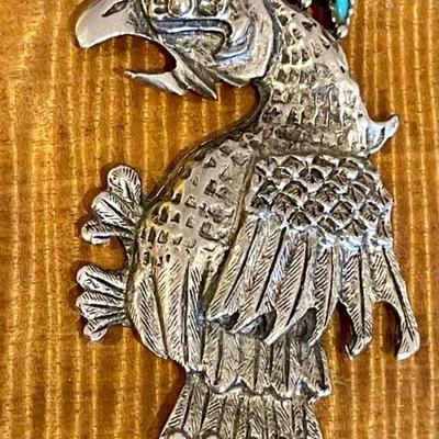 Vintage 1950s Thunderbird Southwest Faux Turquoise Pendant
