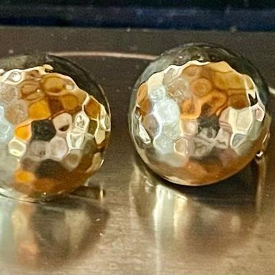 14K Gold Round Faceted Clip On Earrings 4.6 Grams