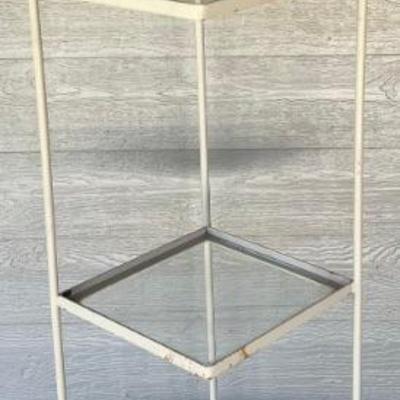 Vintage 3 Tier Metal And Glass Corner Shelf