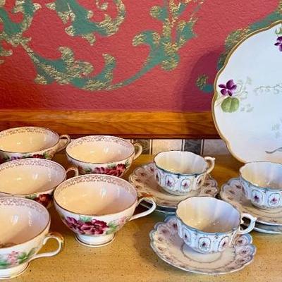 Assorted Tea Cups And Saucers - Uoagco China, Queen Louise, Violet Plate, And More