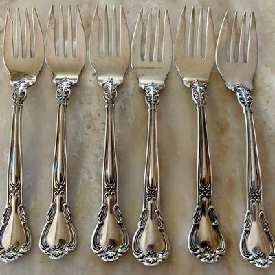 226 Grams Total -  (6) Sterling Silver Gorham Chantilly Pattern Flatware Salad Forks