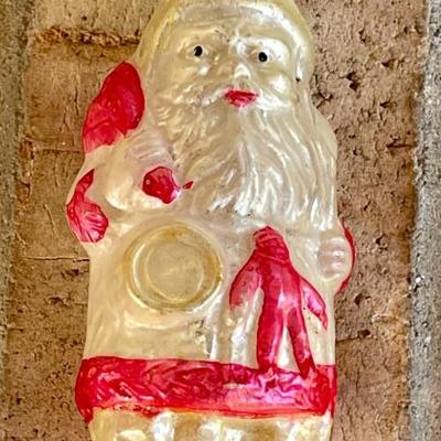 Rare Mercury Glass Antique Santa Ornament 