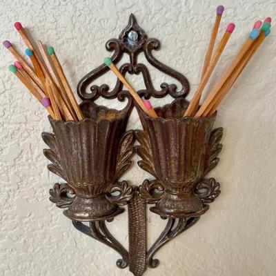 Antique Metal Match Holder Pat. 1807