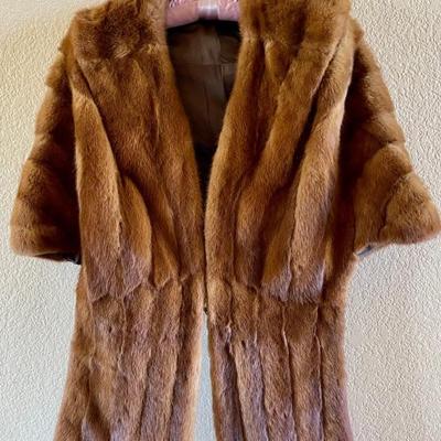Antique Mink Fur Stole With Satin Lining Ladies Small