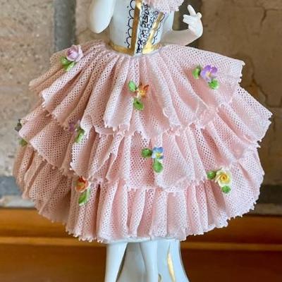 Vintage Dresden Lace Ballerina Figurine Made In Germany MZ