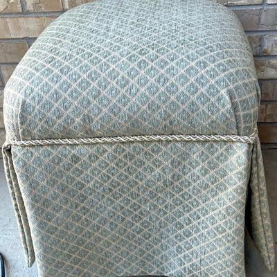 Vintage Upholstered Padded Foot Stool With Wood Legs