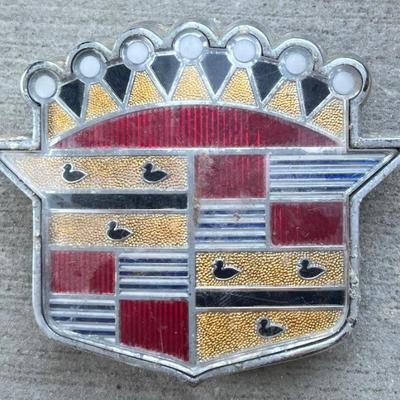 Vintage 1950's Genuine Cadillac 3.75" X 3" Emblems 