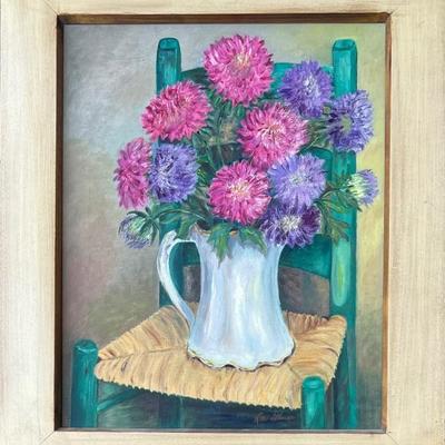Original Lee Glaser Still Life Oil On Canvas With Wooden Frame - Kettering Ohio