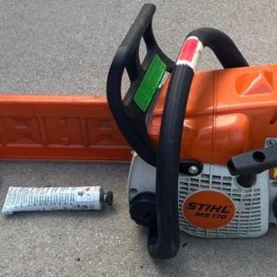 Stihl MS 170 Gas Powered Chainsaw With Rollomatic 13 Inch Bar,blade Cover, Extra Chain, And Gear Oil 