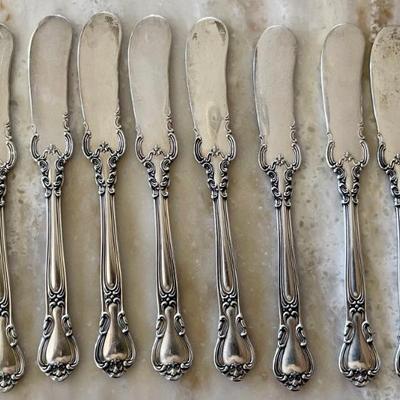 264 Grams Total -  (10) Sterling Silver Gorham Chantilly Pattern Flatware Spreader Knives