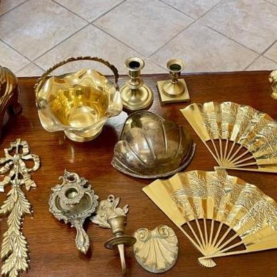 Vintage Brass - Candle Holders, Wall Hangings, Metal Shoe, Baskets, Fans, And More - Hosley, India, And More