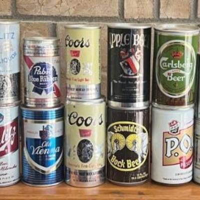  Vintage Collectible Beer Cans - Schlitz, Coors, PBR, Carlsberg, Rolling Rock, And More