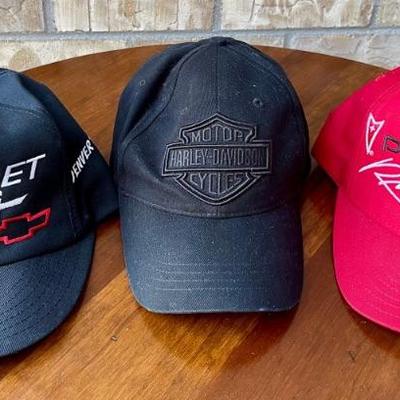 (3) Snap Back Hats - Harley-davidson, Chevrolet Racing, Pontiac Racing