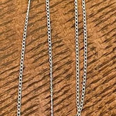 Delicate Sterling Silver Chain And Cross With Clear Stone 18 Inch Necklace & Pendant 
