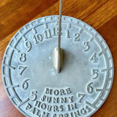 Vintage Metal Garden Sun Dial " More Sunny Hours In Palm Springs" 