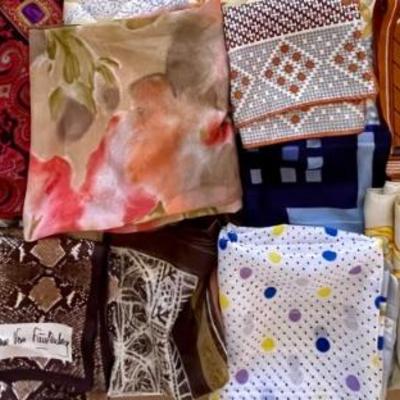 Collection Of Vintage Scarves - Diane Von Furstenberg, Elaine Gold, Stribrig Vienna, And More