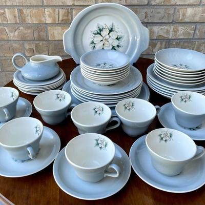 Vintage Partial Set Of Harker Co. Made In USA Dish Set - Royal Gadroon Magnolia