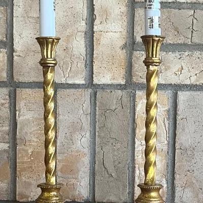 Pair Of 16.5 Inch Resin Decorative Gold Tone Table Lamps 